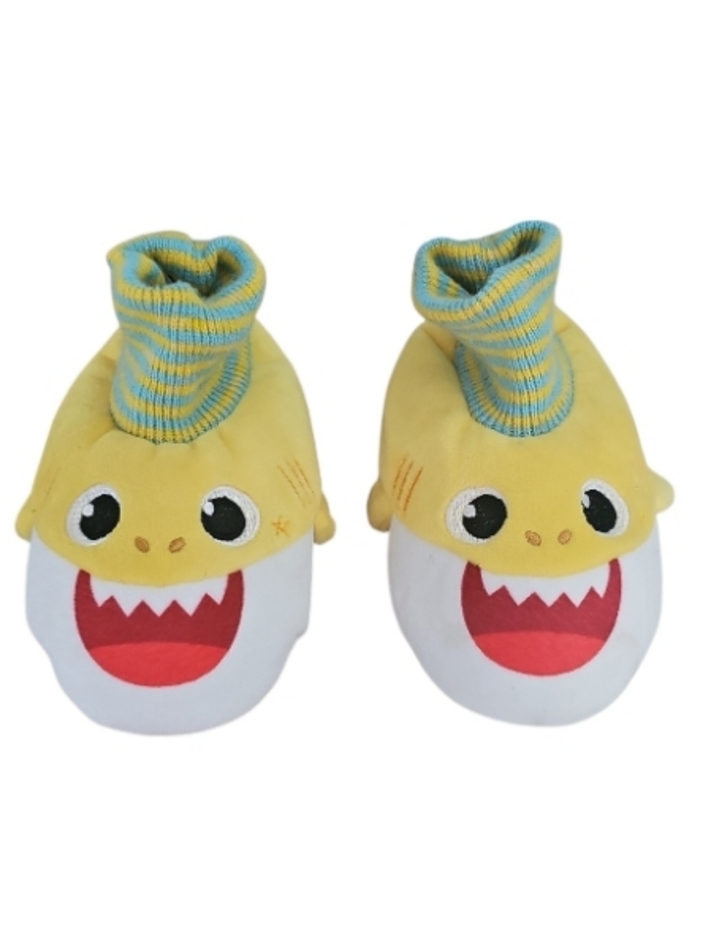 Baby Shark Yellow Slippers Kids 5/6 Plush Shark Slip On House Shoes Cute Cozy